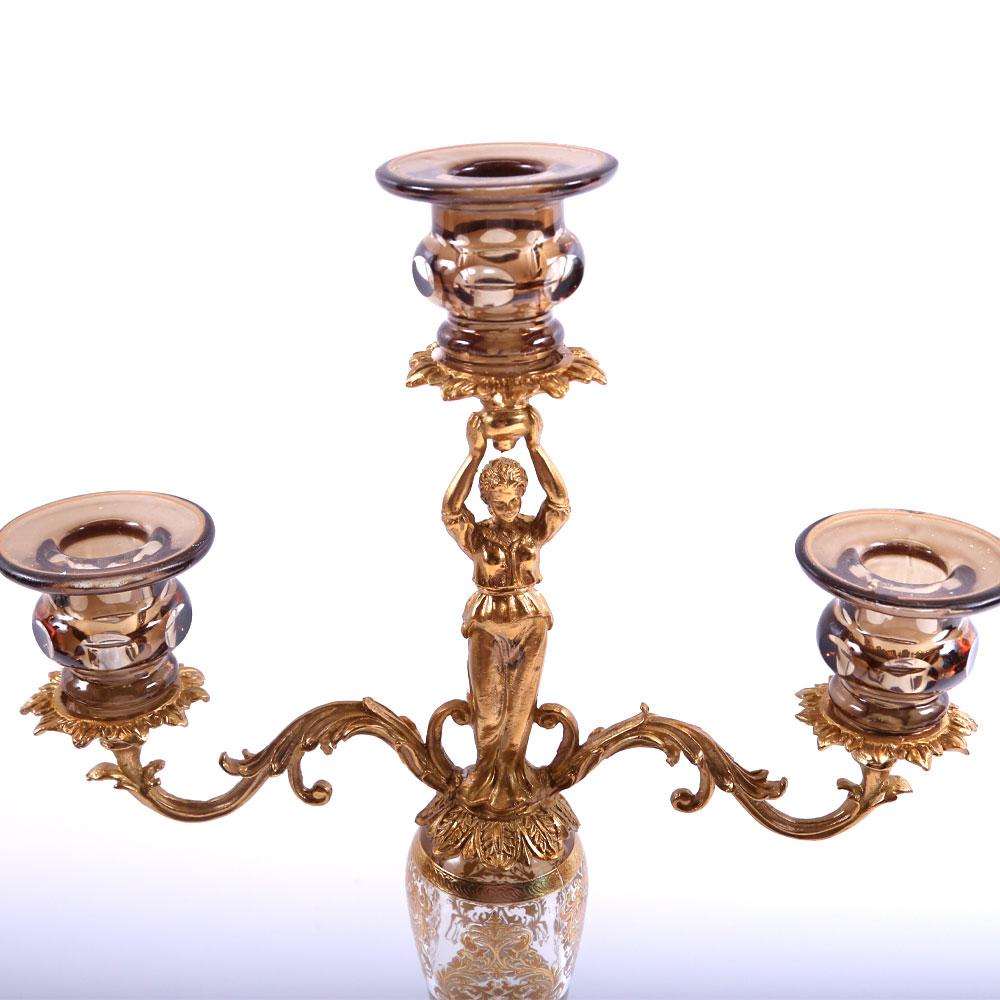 Candle Stand Crystal Brass Ir Ec6010-1 Jsc03-D04-1