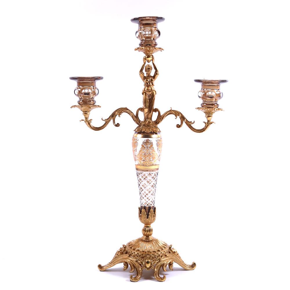 Candle Stand Crystal Brass Ir Ec6010-1 Jsc03-D04-1