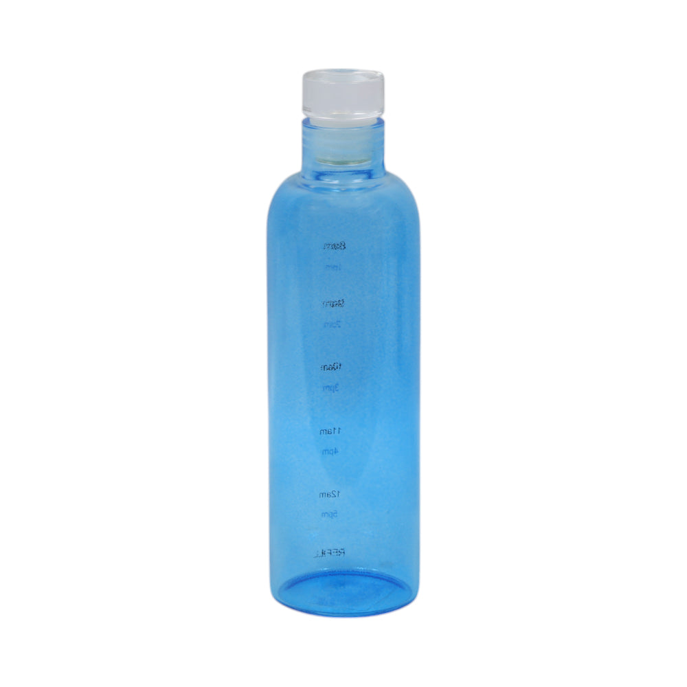 WATER BOTTLE GLASS TIME MARKER 560 ML BLUE
