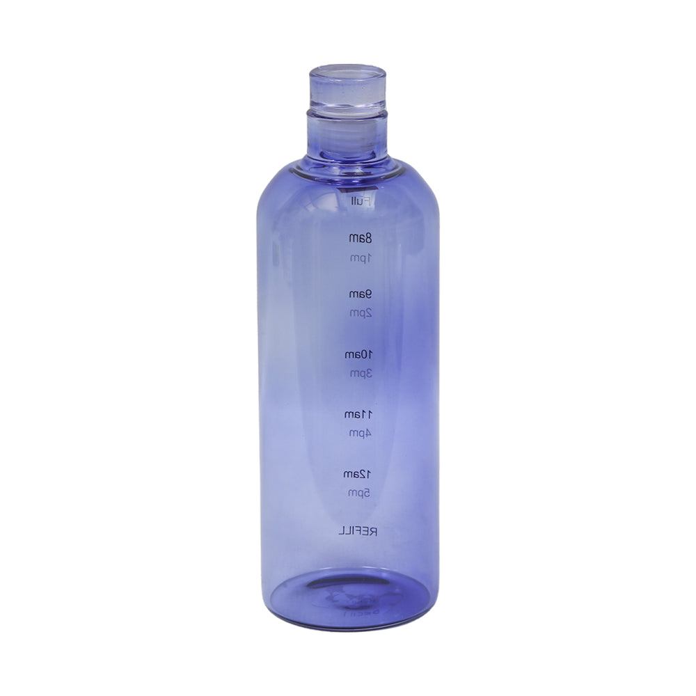 WATER BOTTLE GLASS 1000 ML TIME MARKER BLUE 0737