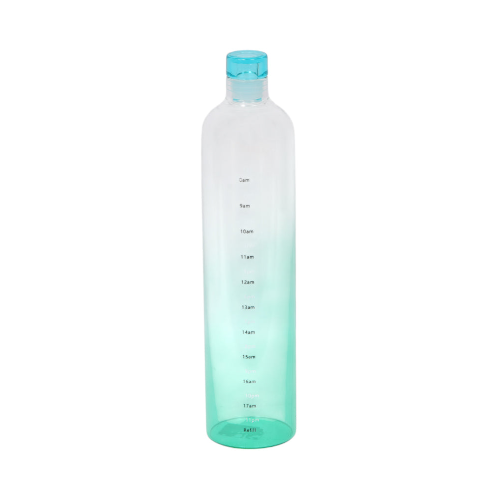 WATER BOTTLE GLASS 1000 ML TIME MARKER GREEN 0739