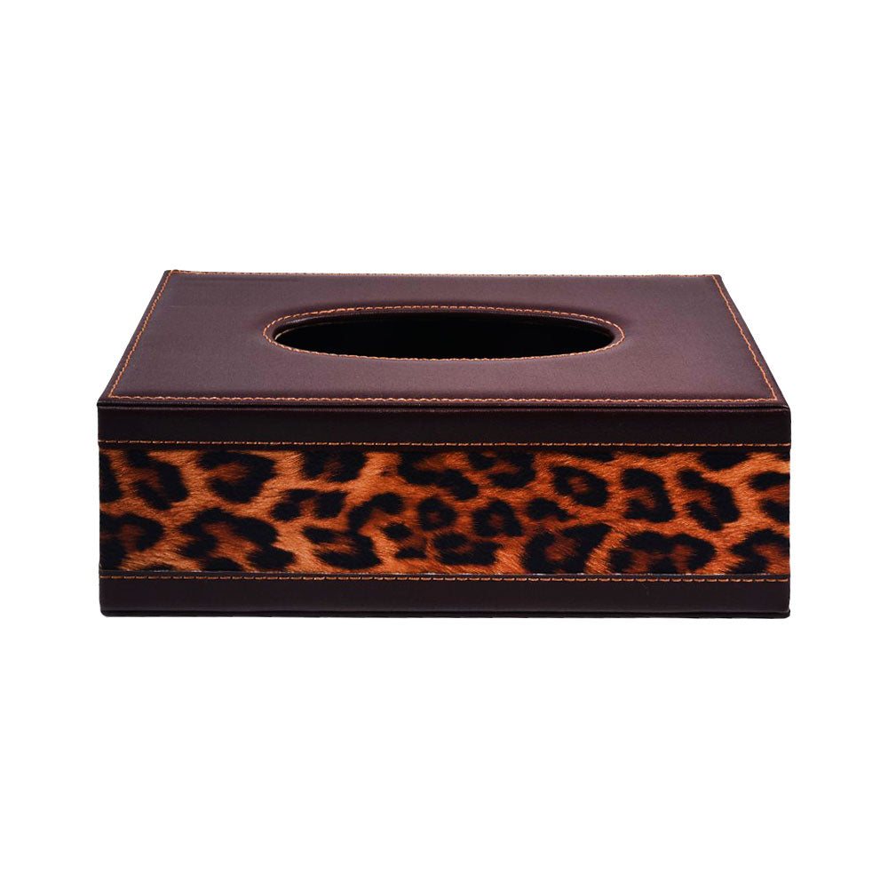 TISSUE BOX LEATHER TIGER PRINT