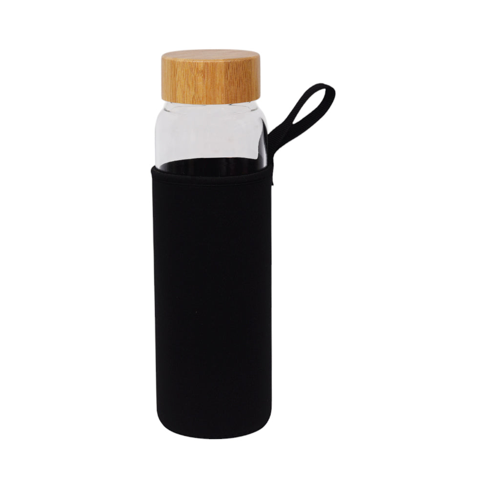 WATER BOTTLE GLASS 1000 ML YONGCANG STYLE WOOD CAP 7728