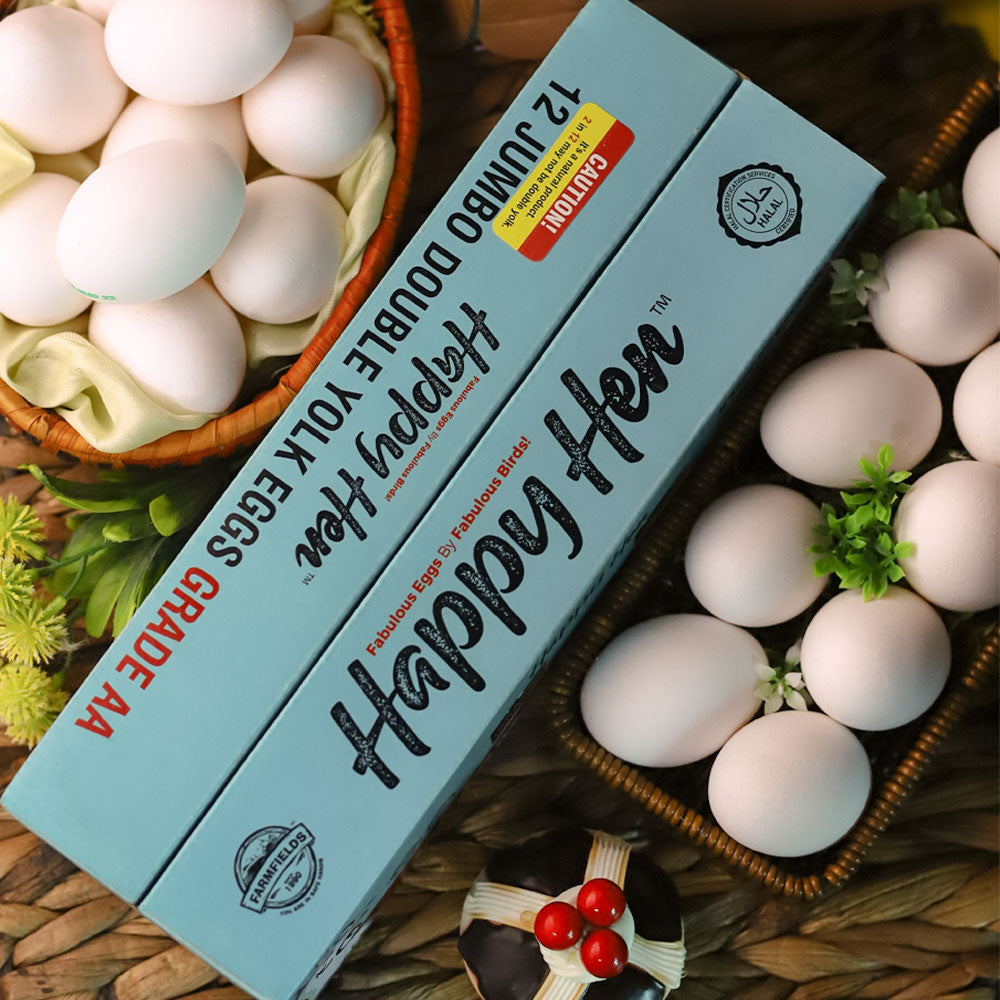 FF HAPPY HEN JUMBO DOUBLE YOLK CLASSIC EGGS 12 PCS