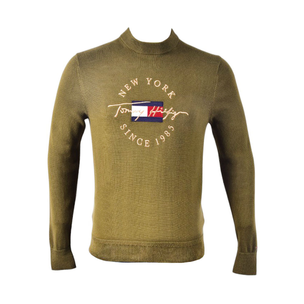 TH MEN L/S R-NECK SWEATER 78J6874701 GRN L (IR)