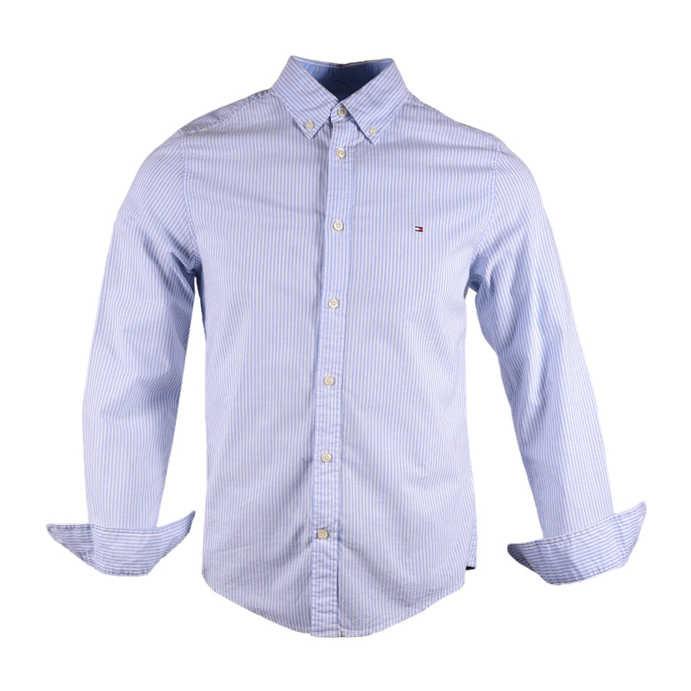TH MEN L/S D-SHIRT 78J3837-430 BLU/WHT L (IR)