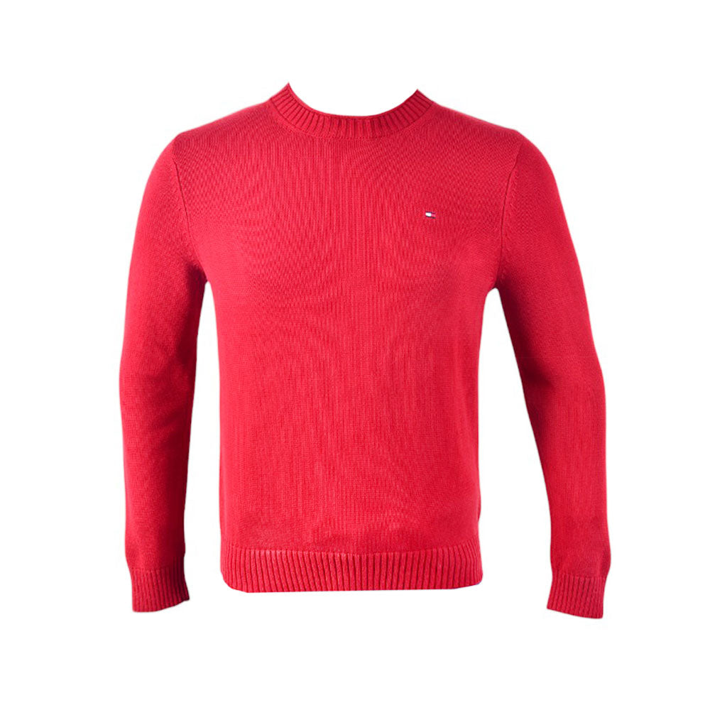 TH MEN L/S R-NECK SWEATER 78J6873-610 RED S (IR)
