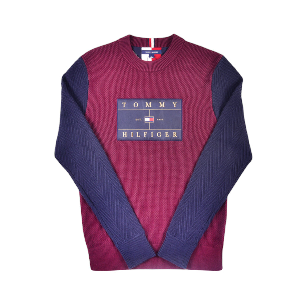 TH MEN L/S R-NECK SWEATER 78J6885-601 MHR/BLU L (IR)