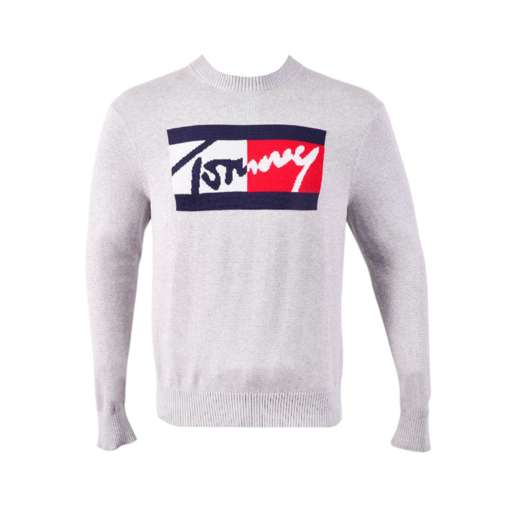 TH MEN L/S R-NECK SWEATER 78J6895-050 GRY L (IR)