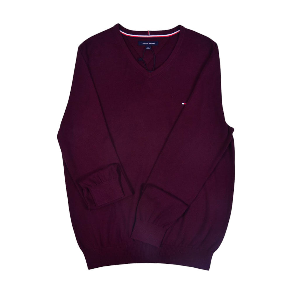 TH MEN L/S V-NECK SWEATER 78J1439-602 MHR M (IR)