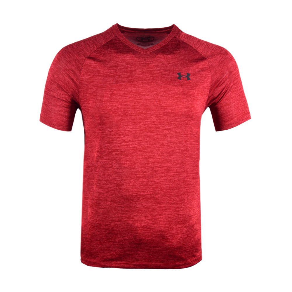 UA MEN S/S V-NECK SHIRT 1328190 NVY RED S (IR)