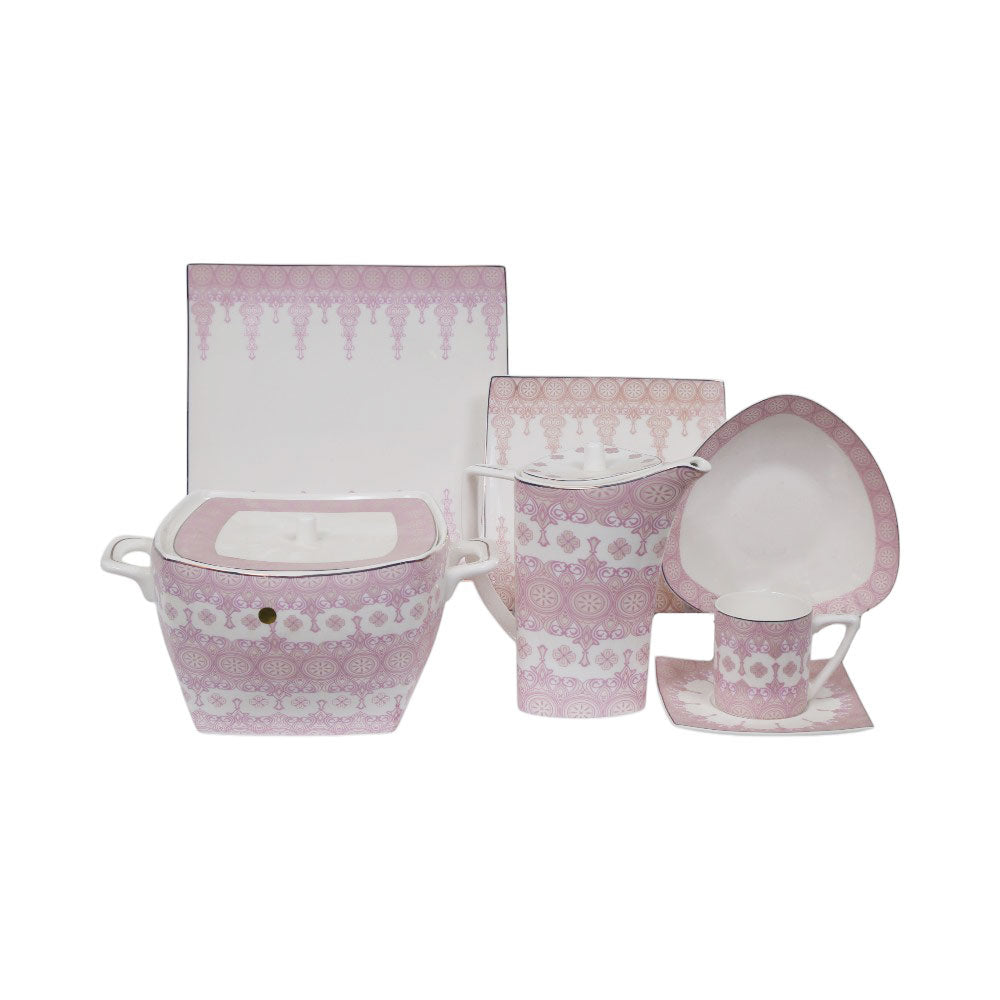 DINNER SET BONE CHINA 61PC SQUARE YG20195AT