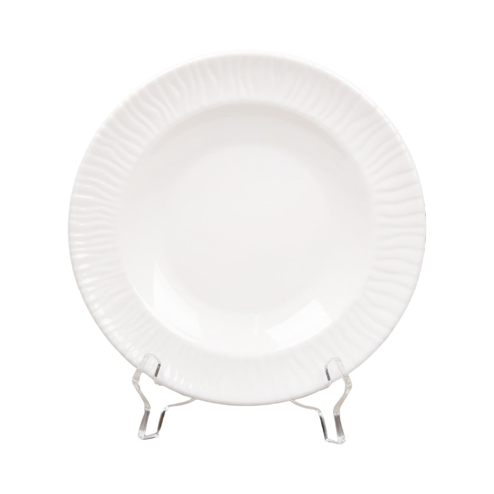 PLATE DEEP MELAMINE EMBOSSED PEARL WHITE