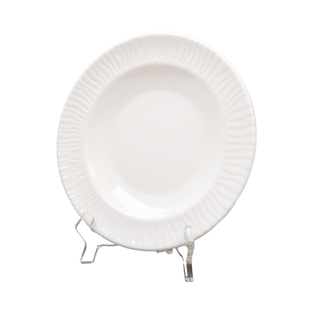 PLATE DEEP MELAMINE EMBOSSED PEARL WHITE