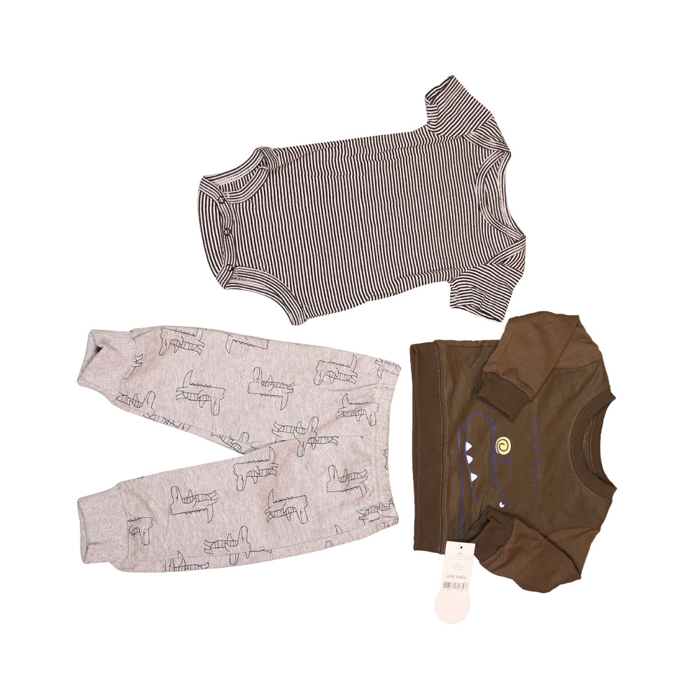 BOYS L/S 3PC PAJAMA SUIT MW-22 3-6M CHI 76-78B