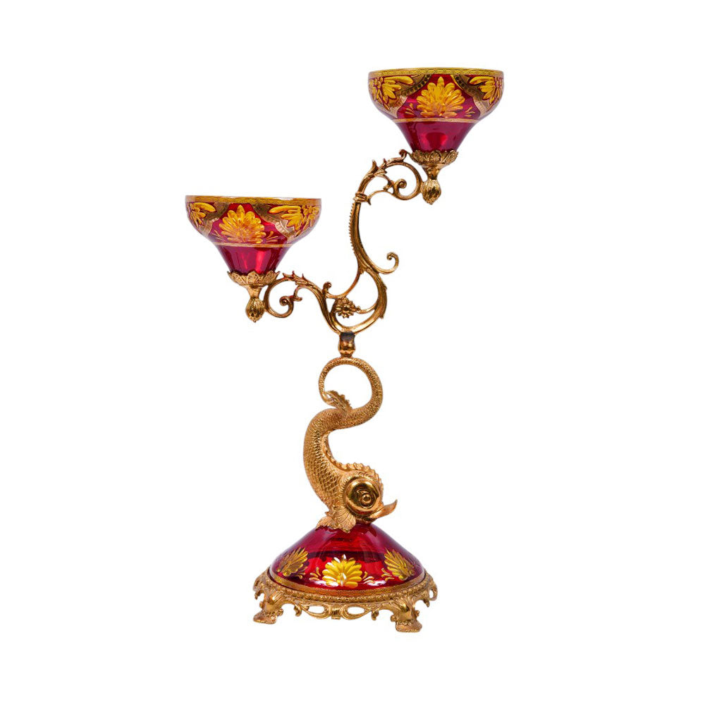 CANDLE STAND CRYSTAL BRASS IR H-C36-6002A EAC-151B1-C59