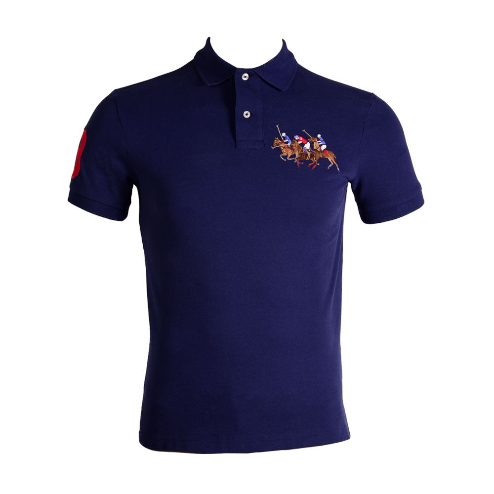 RL MEN S/S TRIPLE PONY POLO SHIRT 798004 NVY L (IR)