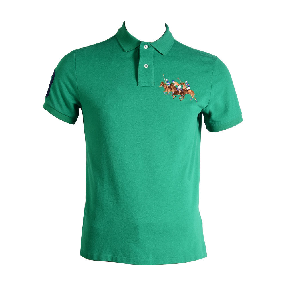 RL MEN S/S TRIPLE PONY POLO SHIRT 798010 GRN L (IR)