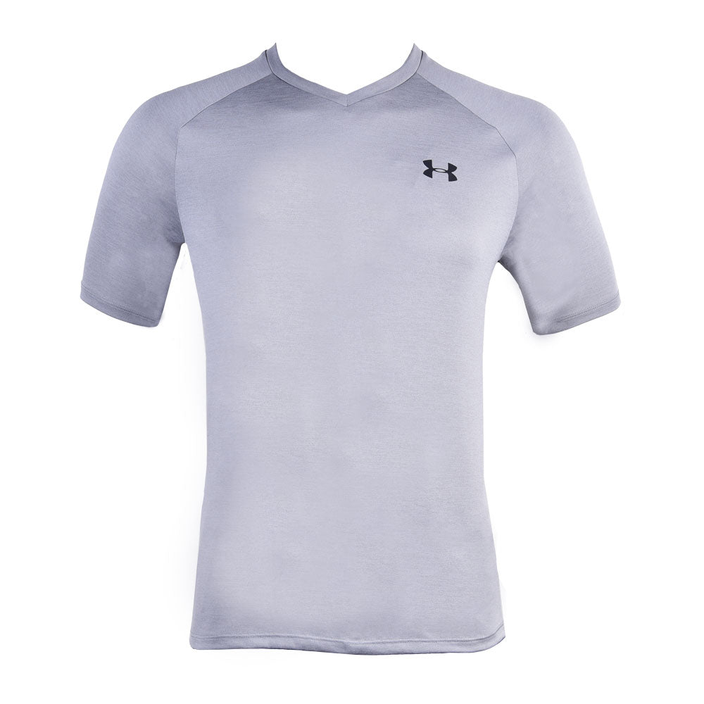 UA MEN S/S V NECK T.SHIRT 1328190-035 GRY L (IR)