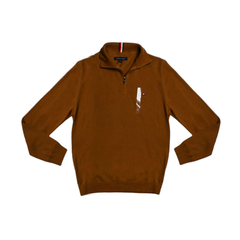 TH MEN L/S HALF ZIPPER 789329-210 BRN M (IR.W)