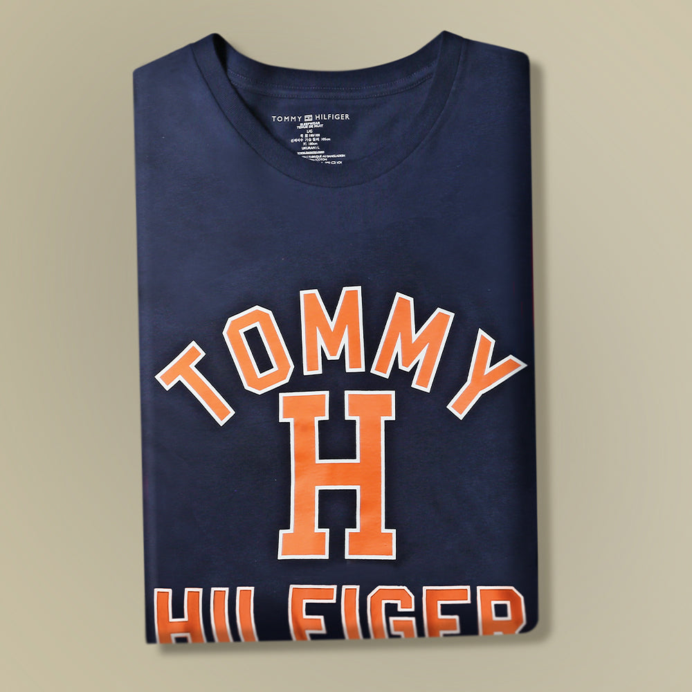 TH MEN S/S R.NECK T-SHIRT 09T4274-410 NVY S (IR.S)