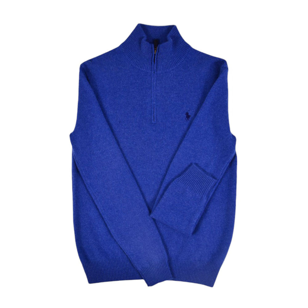 RL MEN L/S HALF ZIPPER SWEATER 357004 BLU L (IR.W)