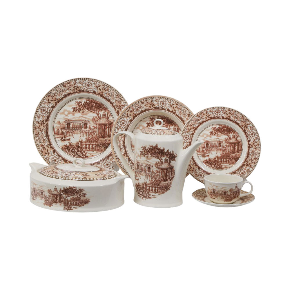 DINNER SET ROYAL STAFFORD 91PC 1047B BROWN