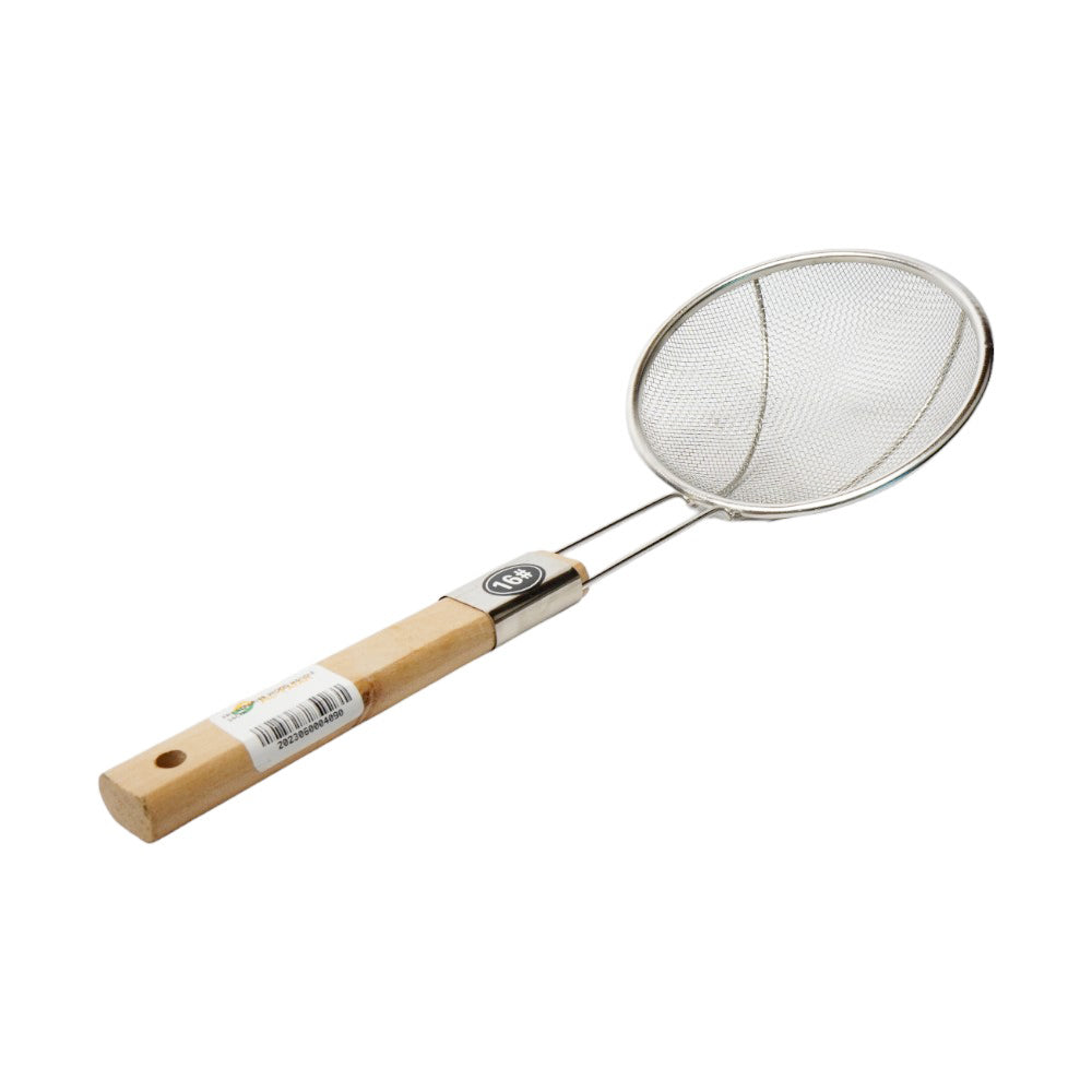 FRY STRAINER WOOD HANDLE 16CM