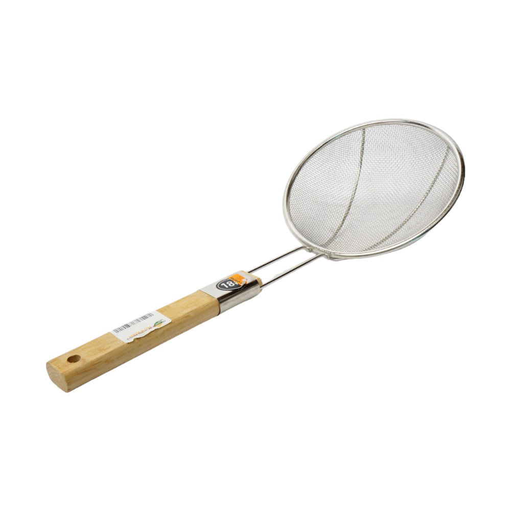 FRY STRAINER WOOD HANDLE 18CM