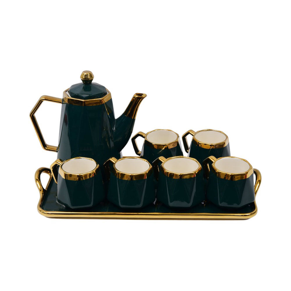 COFFEE SET 9PC CERAMIC YLG3439-8P GREEN AH