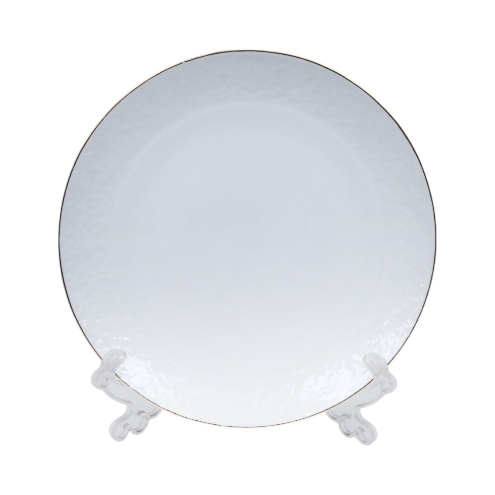 PLATE QUARTER WHITE PORCELAIN MOON EMBOSSED 8INCH IR