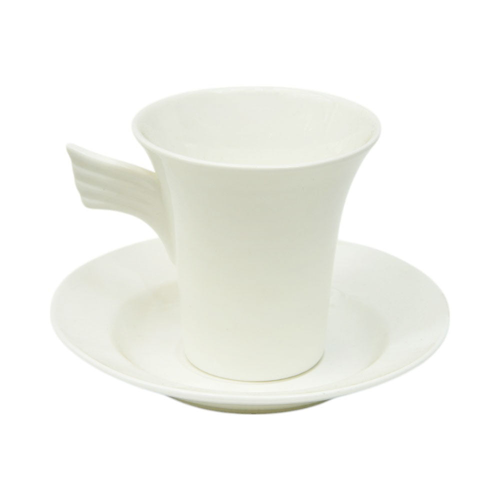 CUP & SAUCER WHITE PORCELAIN ANGEL IR (Pack of 6)