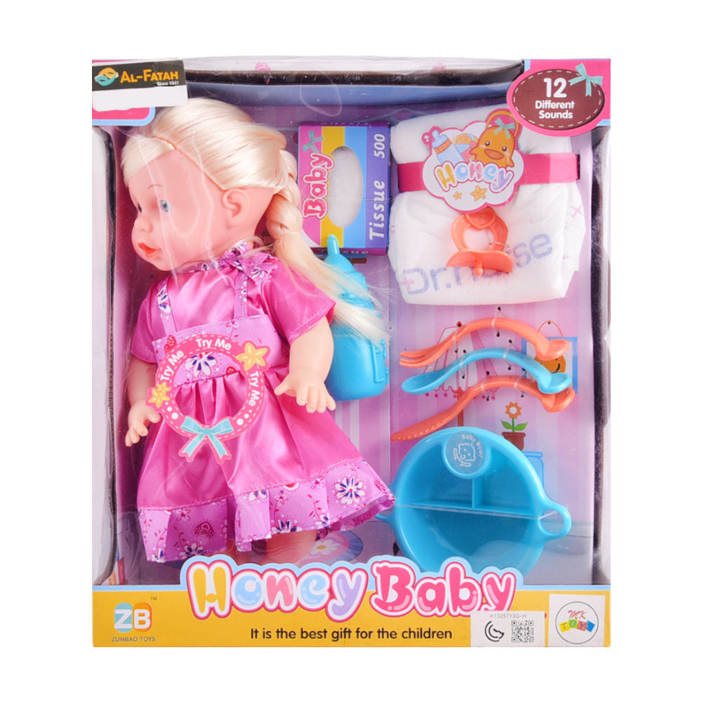 ZB758-27 BABY HONEY DOLL WITH ACC D