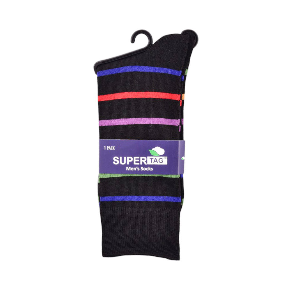 SUPER TAG SOCKS L/CRW STRIPE MULTI 1PC HZ