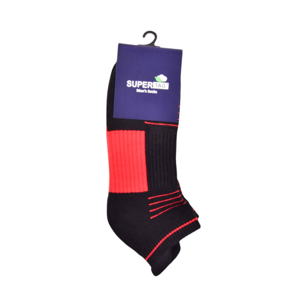 SUPER TAG SOCKS ANKLE TERRY BLK/RED P1 HZ