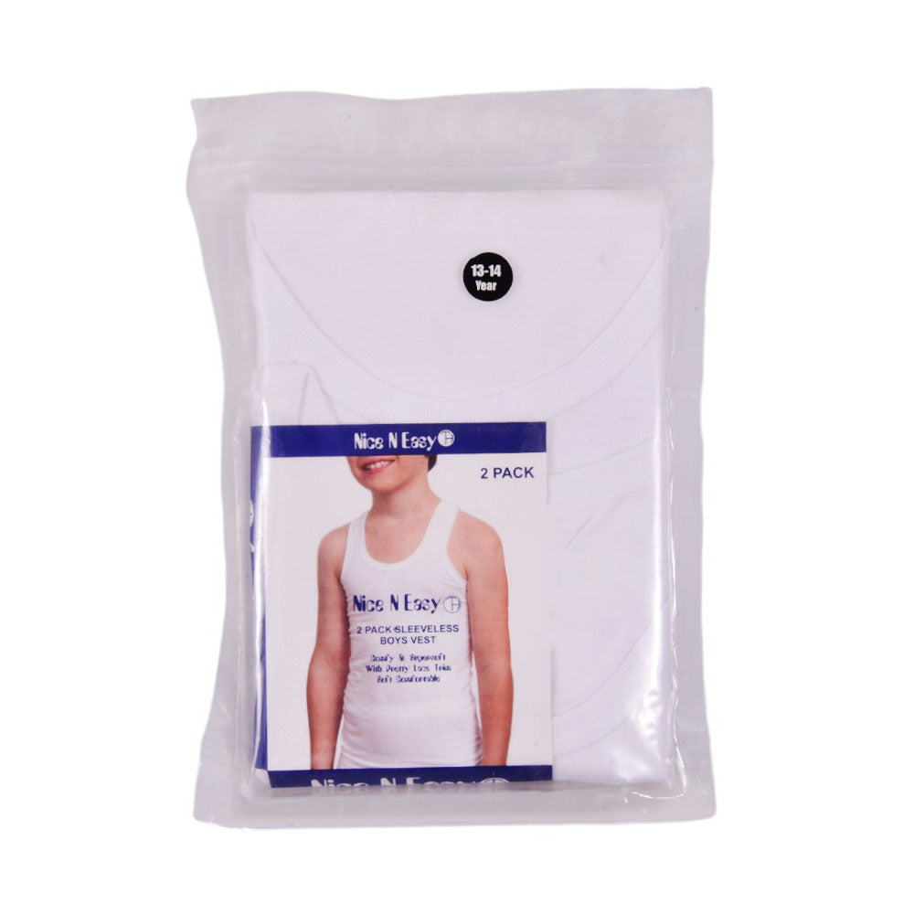 BOYS S/L VEST 2PC PACK NICE & EASY MZS-23 13-14 YEAR HC-009