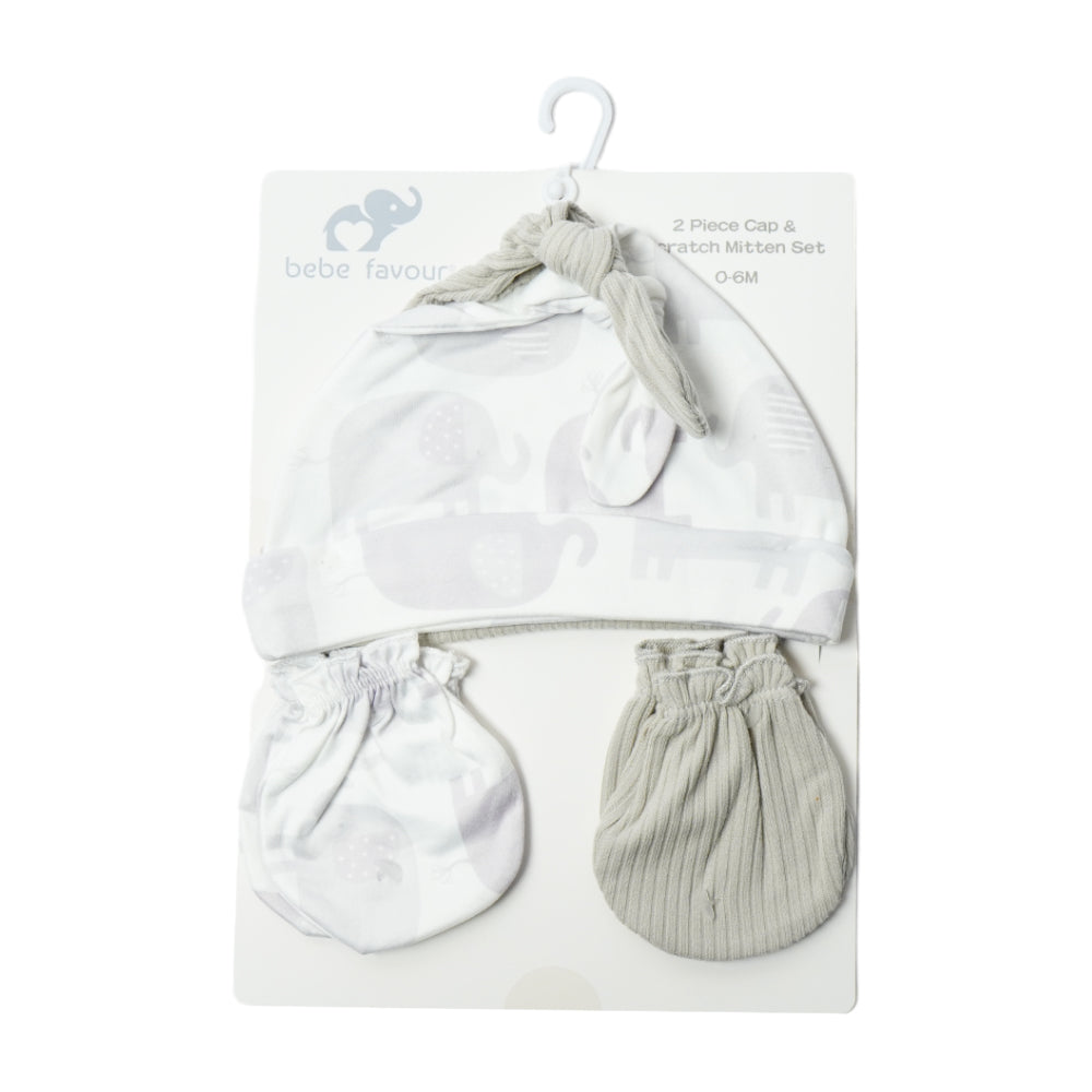 BABY COTTON CAP 2PC PACK W 2 PAIR MITTION MDW-23 CHI BP73529