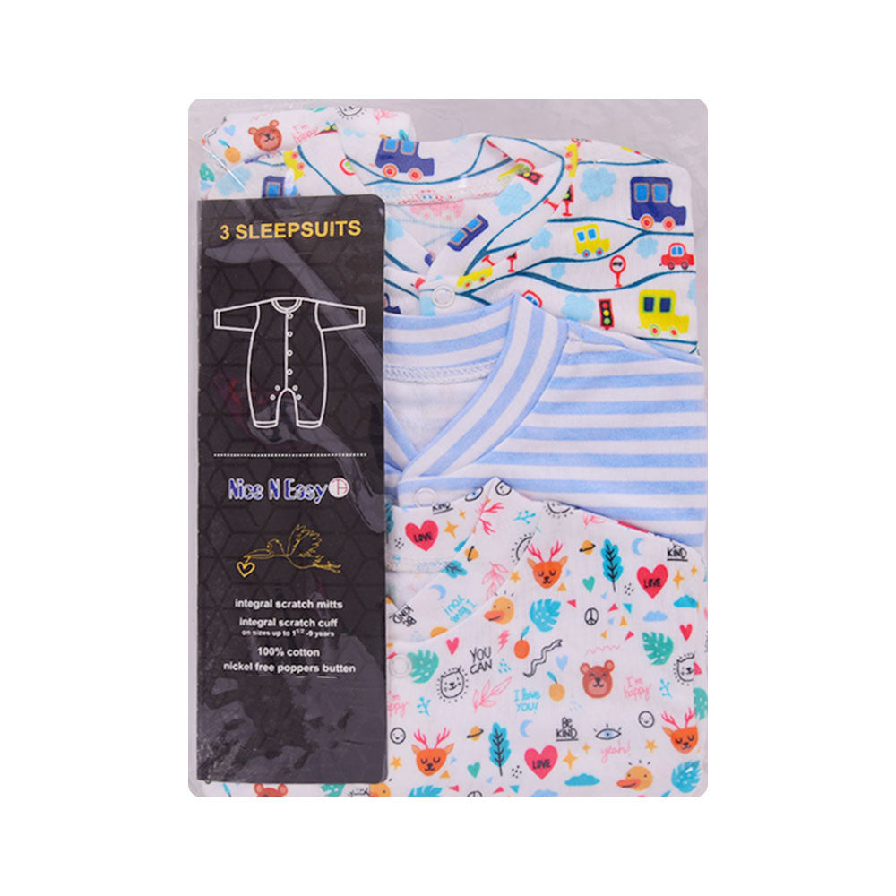 UNISEX L/S 3PC SLEEP SUIT W SOCKS NICE & EASY MZW-23 9-12M