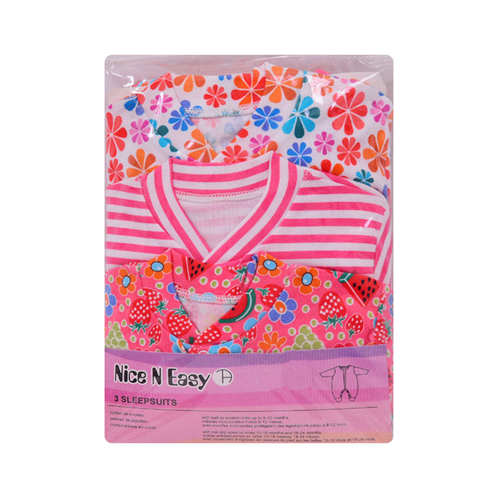 UNISEX L/S 3PC SLEEP SUIT W SOCKS NICE & EASY MZW-23 12-18M