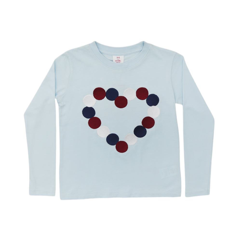 GIRLS L/S T-SHIRT HOP & ROLL SKY BLUE MZW-23 5-6 YEAR JB201