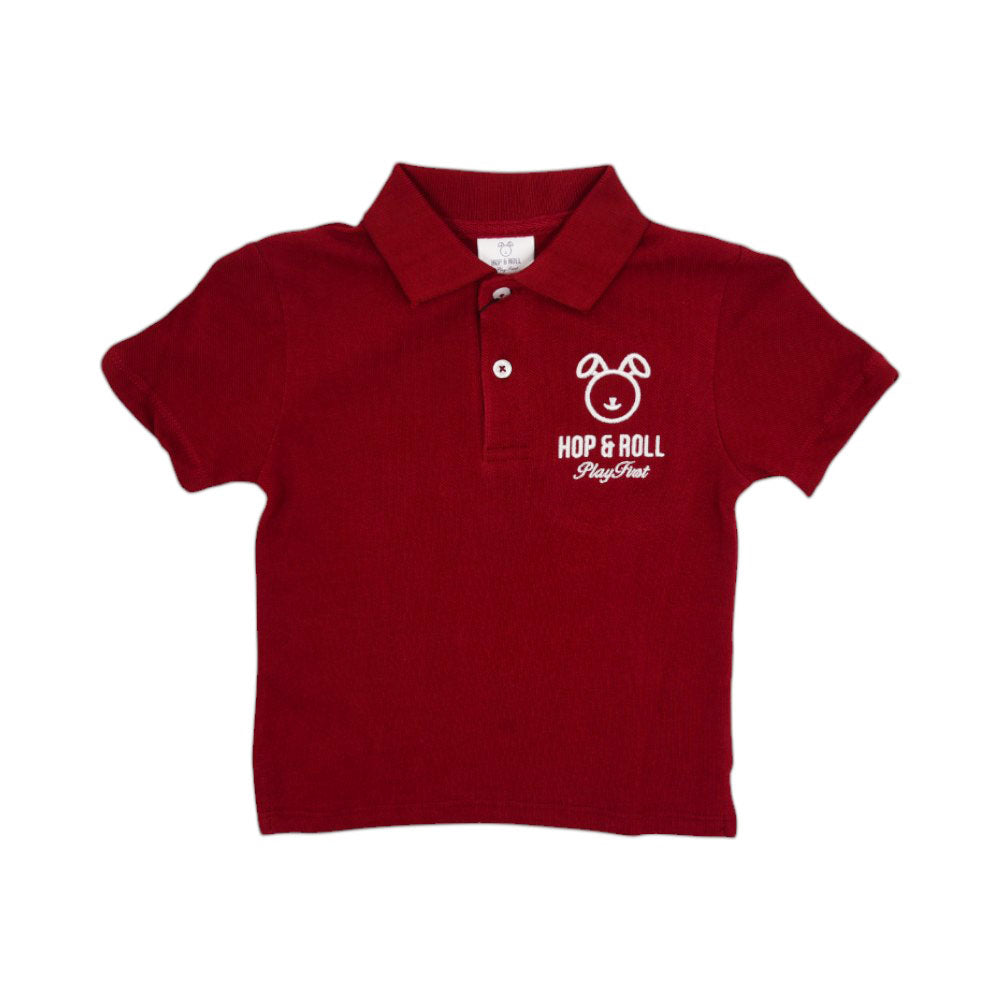 BOYS L/S POLO T-SHIRT HOP & ROLL MEHROON MZW-23 2-3 YEAR JB4
