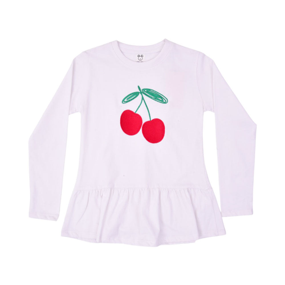 GIRLS L/S BLOUSE HOP & ROLL WHITE MZW-23 6-7 YEAR JG207
