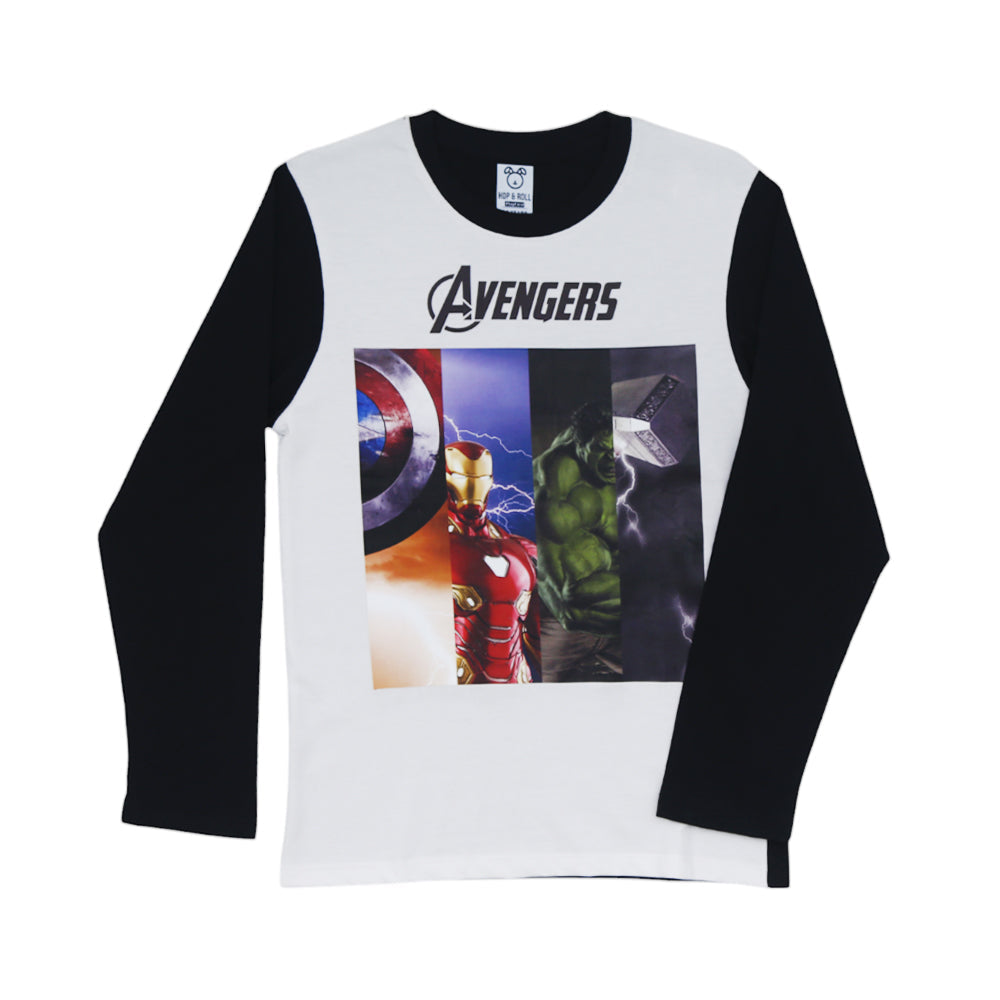 BOYS L/S T-SHIRT HOP & ROLL WHITE MZW-23 7-8 YEAR JB209