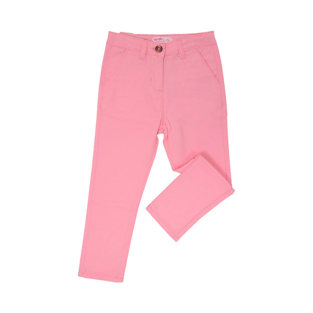 GIRLS CHINNO PANTS HOP & ROLL PINK MZW-23 4-5 YEAR JG506