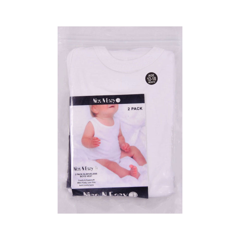 BOYS S/L VEST 2PC PACK NICE & EASY MZW-23 12-18M HC-009
