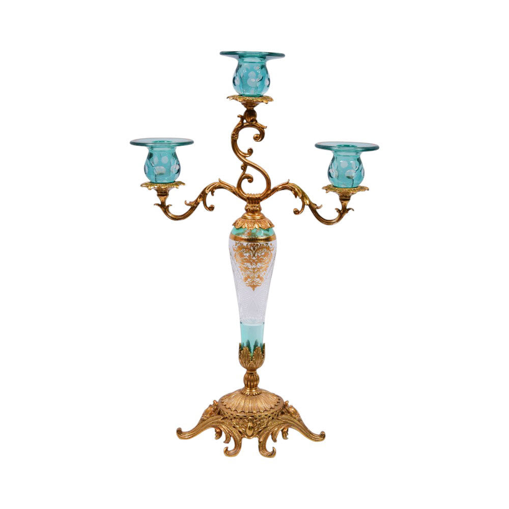 CANDLE STAND CRYSTAL BRASS IR H-C11-6010 J306-588-2