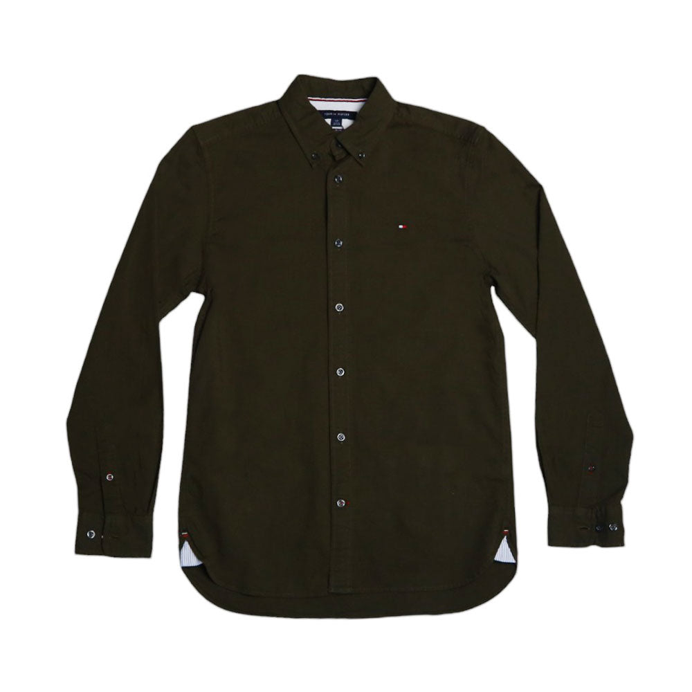 TH MEN L/S BUTTON DOWN SHIRT 78J8433-701 GRN L (IR.W)