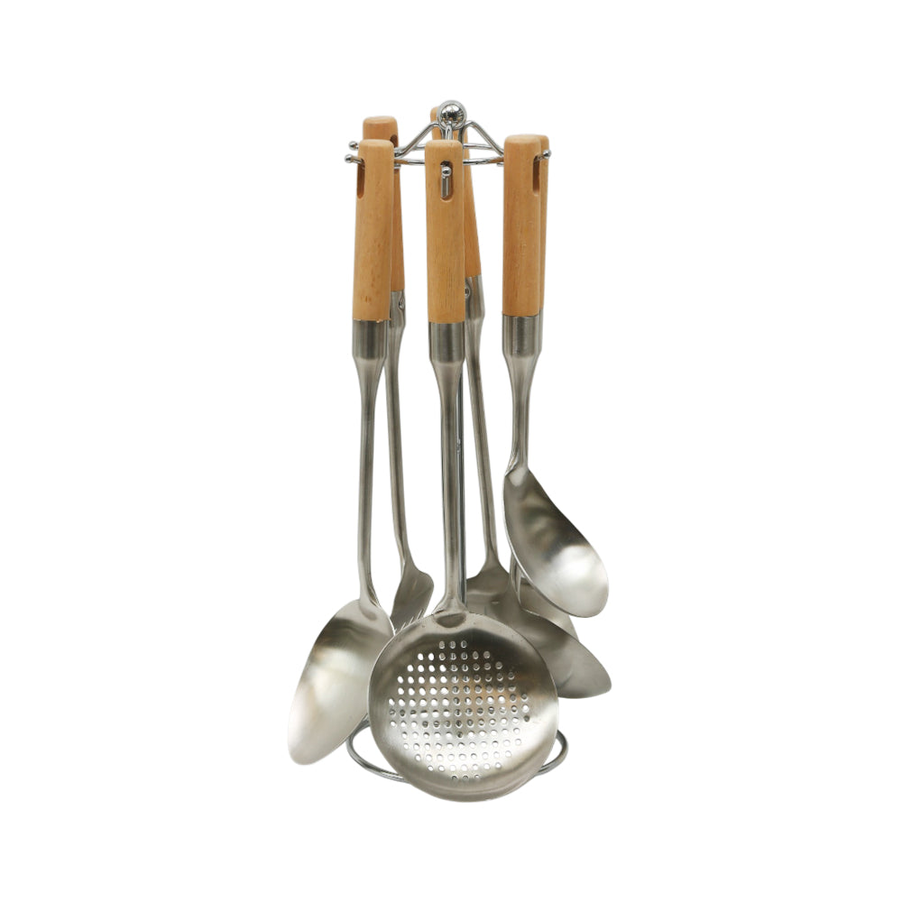 KITCHEN TOOL SET 7PC WOOD STEEL 0873