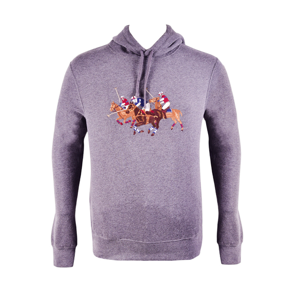 RL MEN L/S TRIPPLE PONY HOODIE 853013 GRY (L) (IR.W)Q