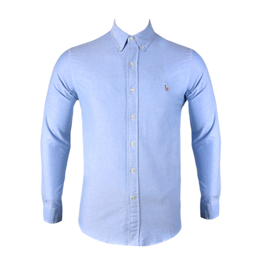 RL MEN L/S B-DOWN SHIRT 702002 BLU L (IR.S)